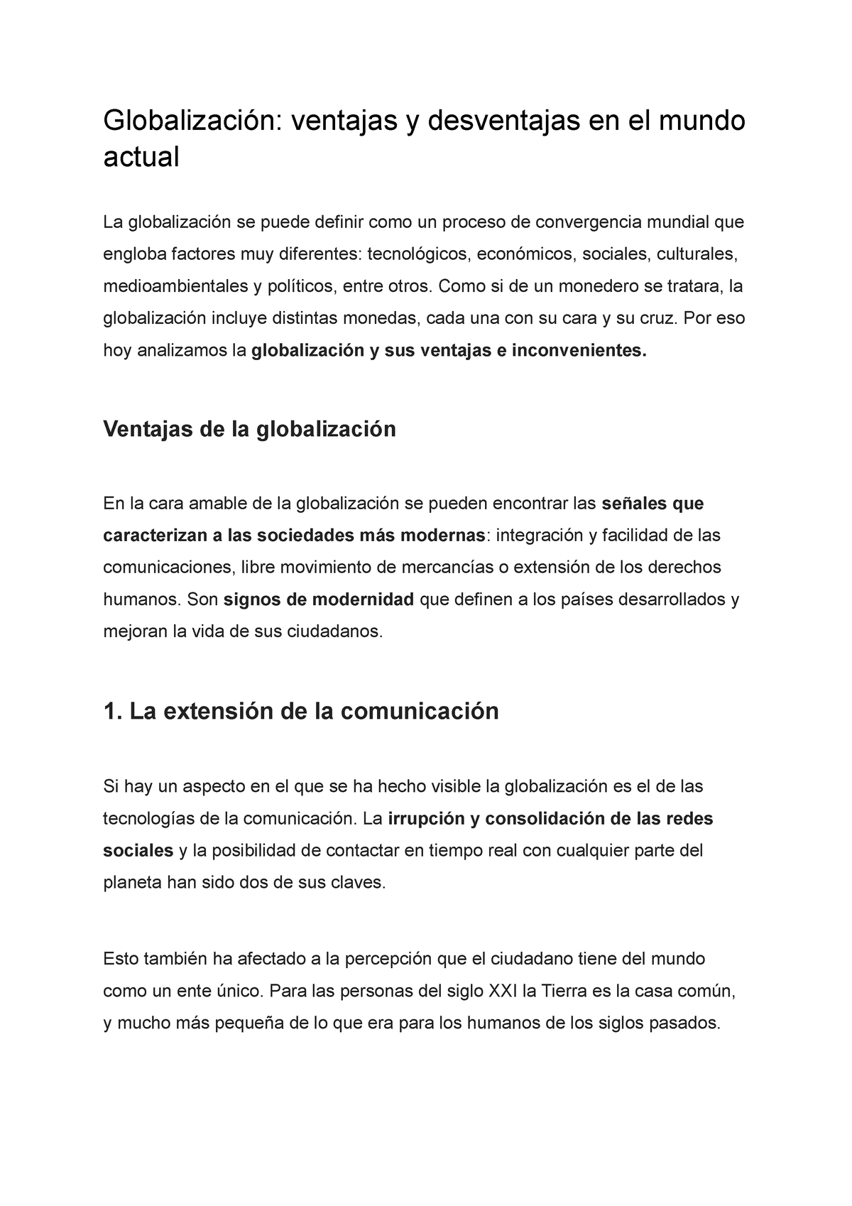 Globalización Ventajas Y Desventajas En El Mundo Actual Globalización Ventajas Y Desventajas 0362