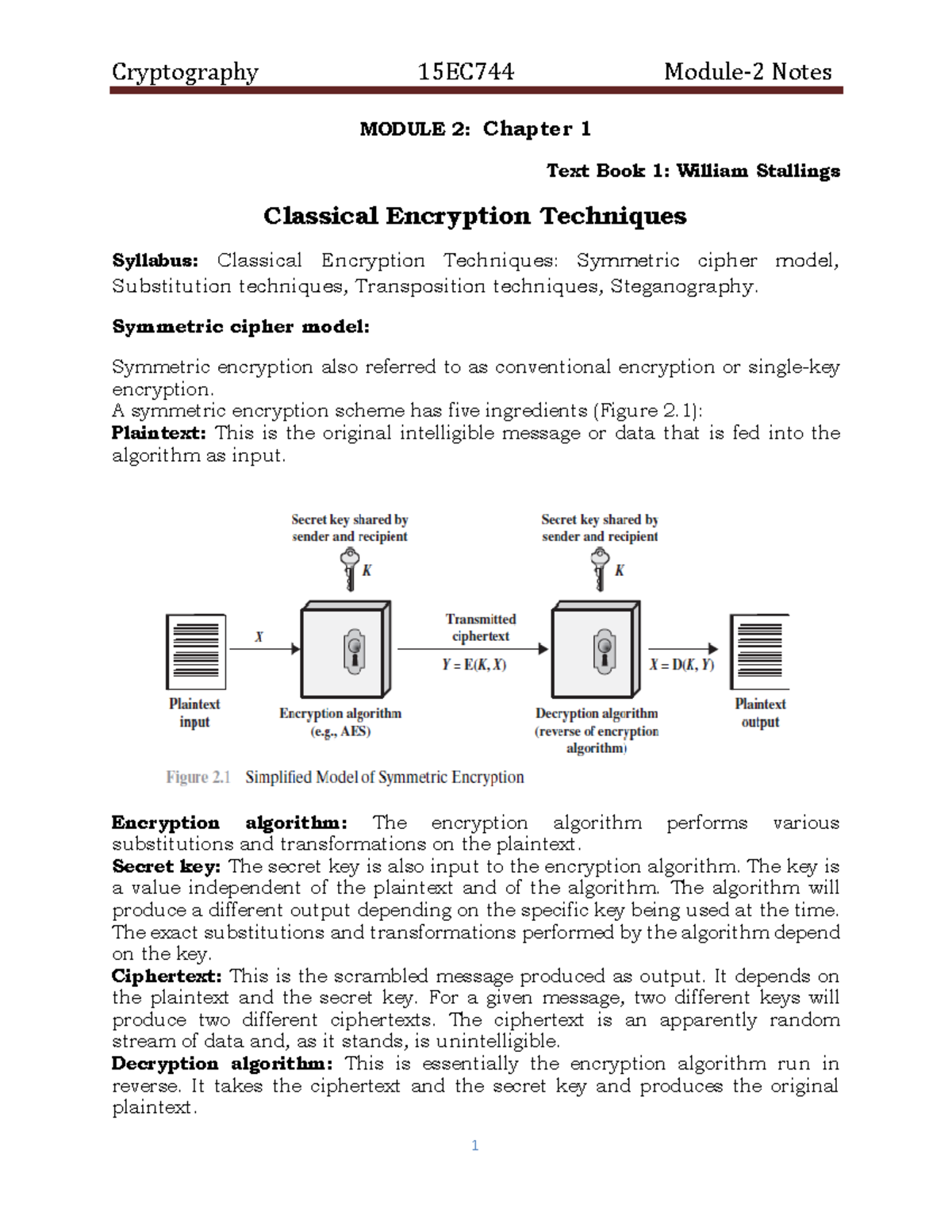 Cryptography (M2) ECE of academic year 2020-2021 - MODULE 2: Chapter 1 ...