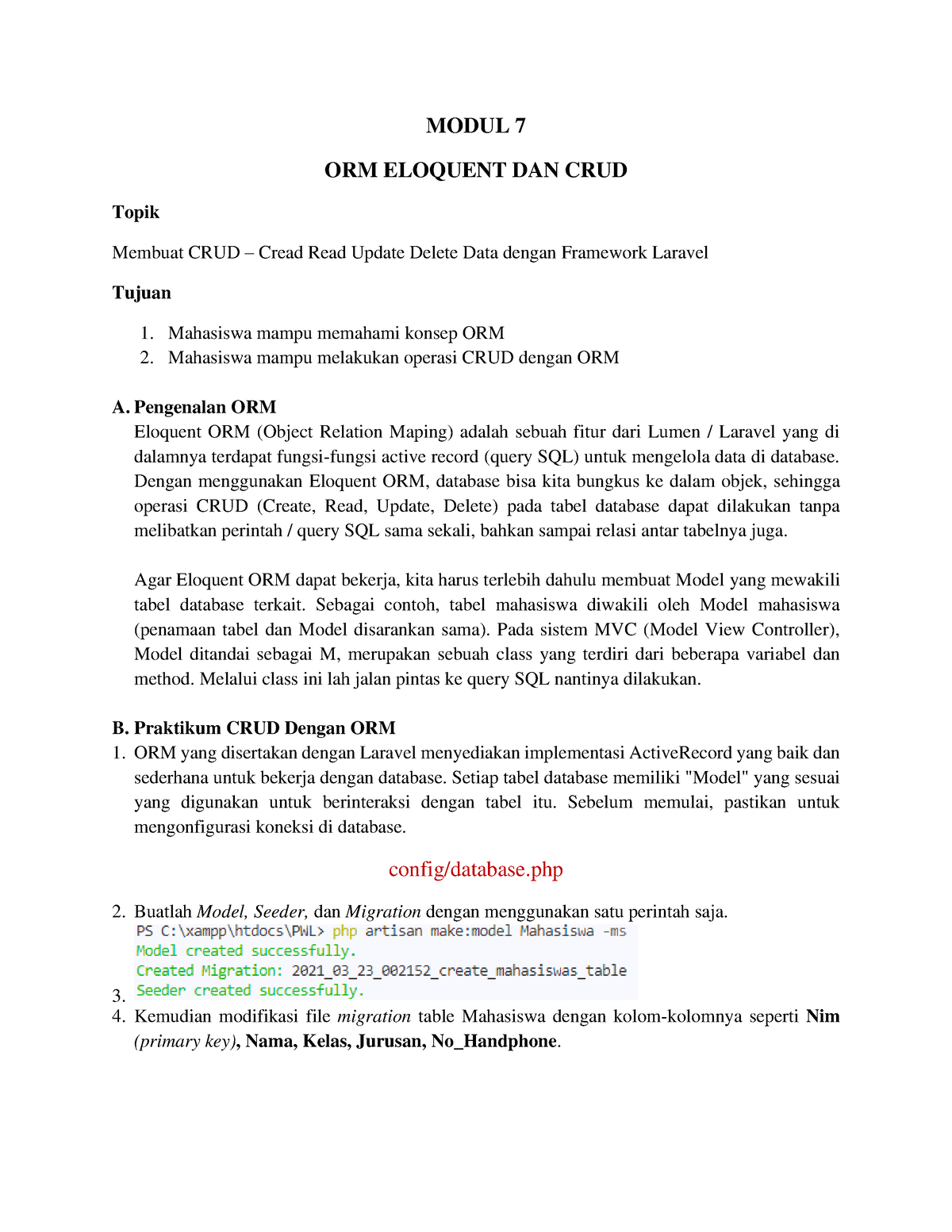 07 - OR Cours Atomasqi - MODUL 7 ORM ELOQUENT DAN CRUD Topik Membuat ...