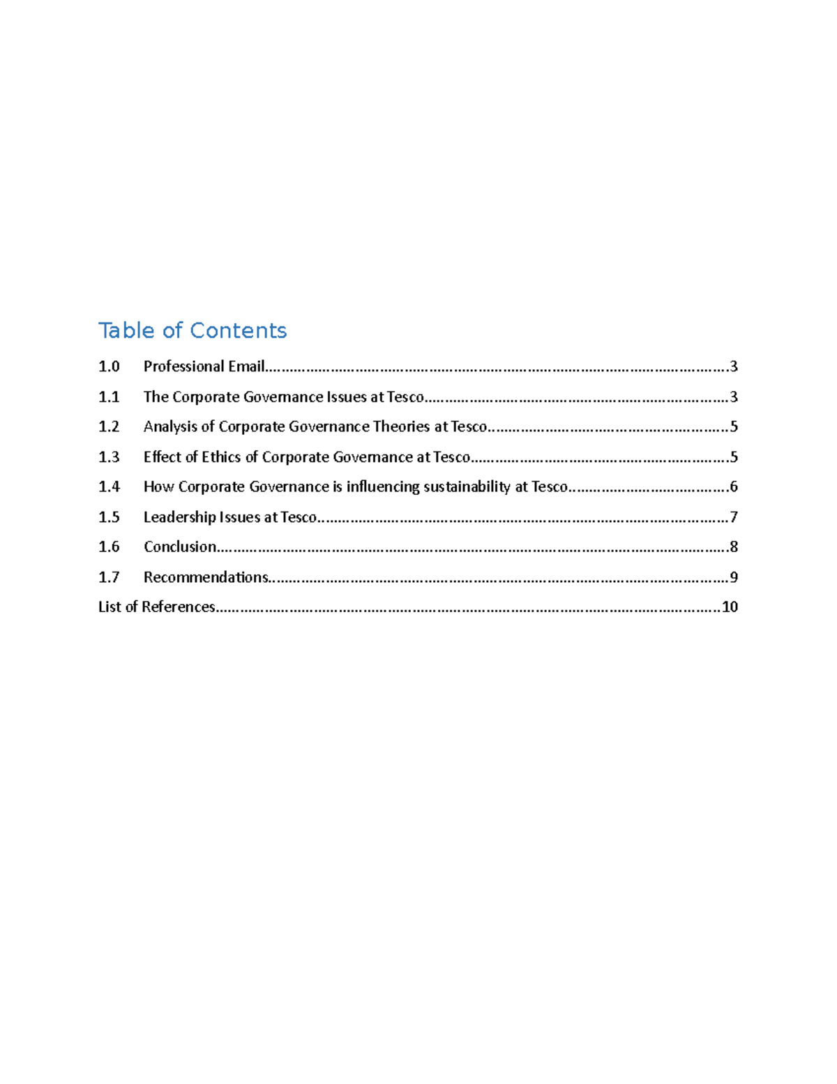 Leading and Managing Organisational Resources - Table of Contents 1 ...