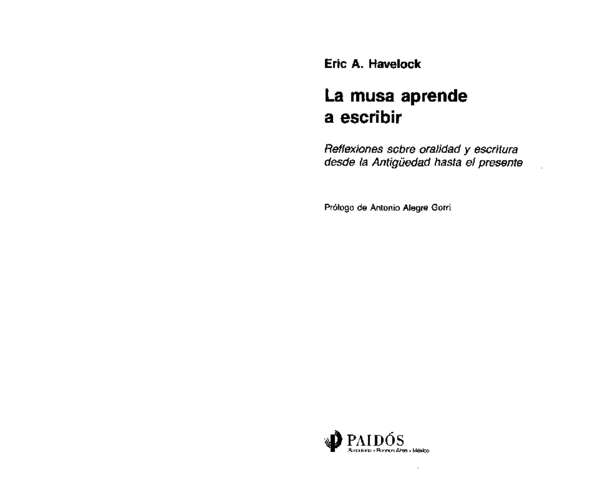 La Musa Aprende A Escribir Resumen