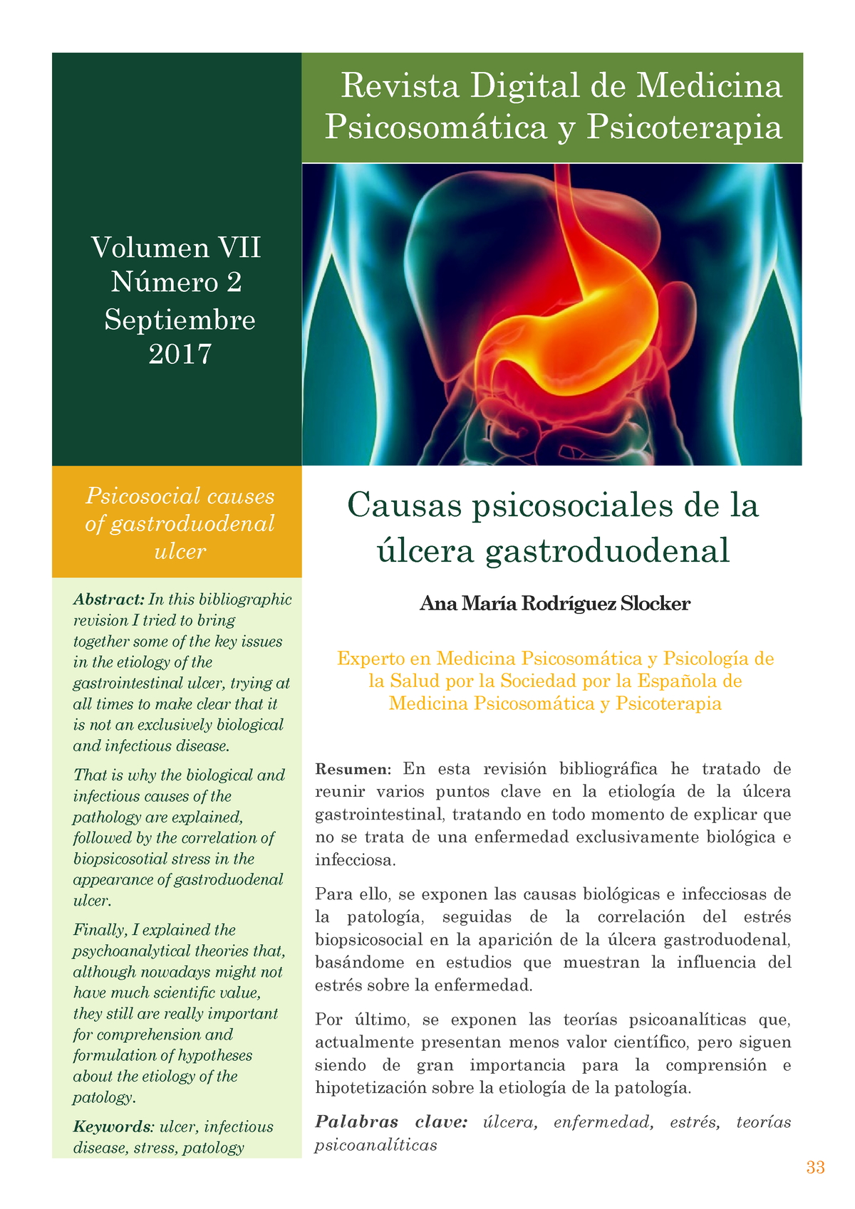 Causas Psicosociales Ulcera Revista Digital De Medicina Psicosomtica Y Psicoterapia