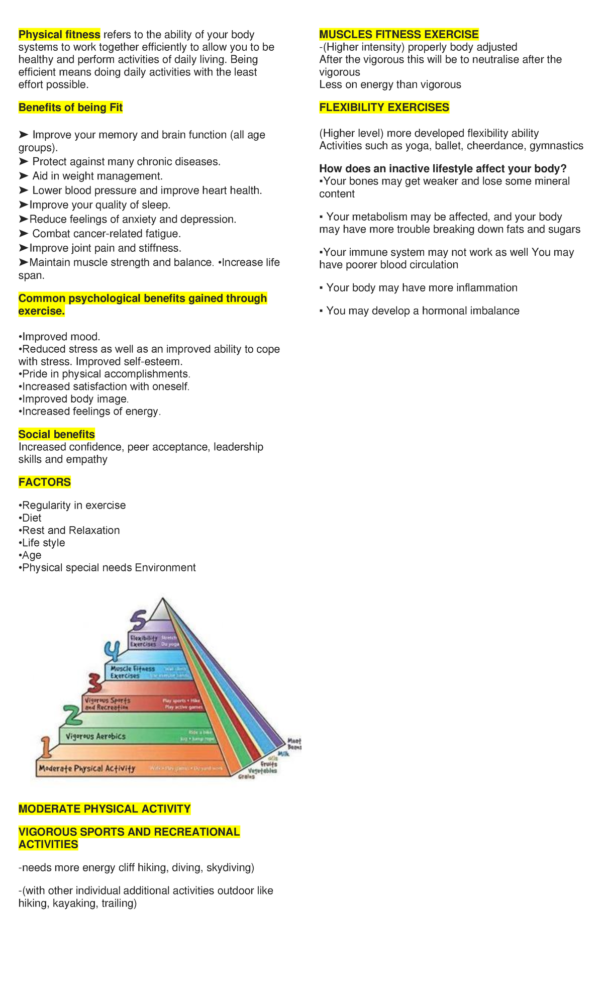 Physical Fitness PE Reviewer - Physical Activities towards Health and ...