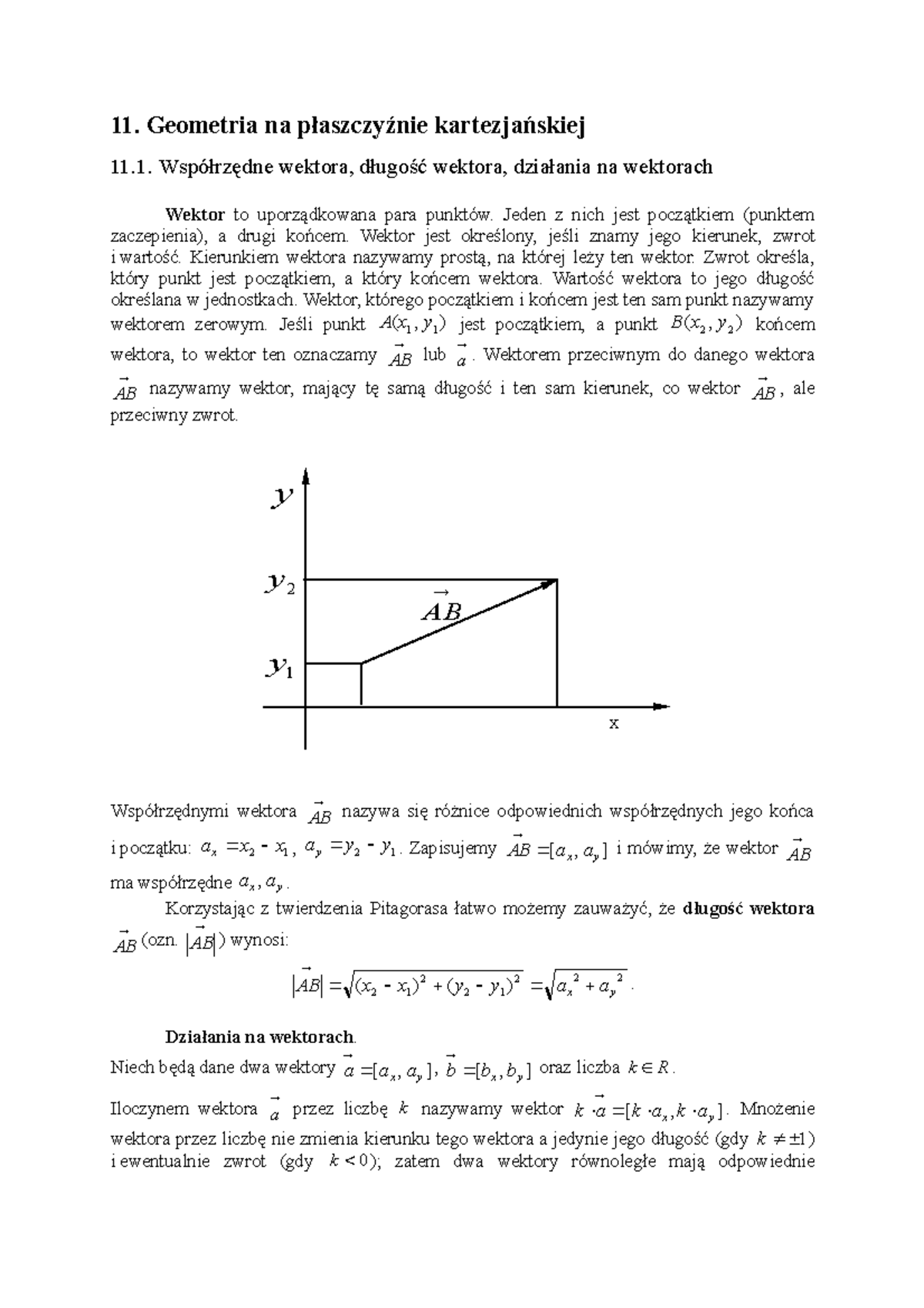Wektory - najważniejsze informacje - 11. Geometria na płaszczyźnie