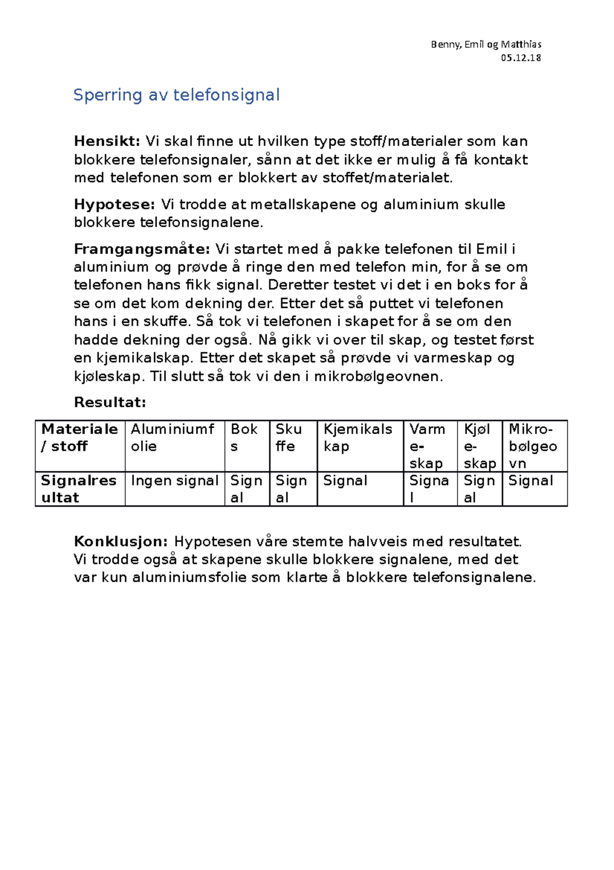 Sperring av telefonsignal - Benny, Emil og Matthias 05. Sperring av ...