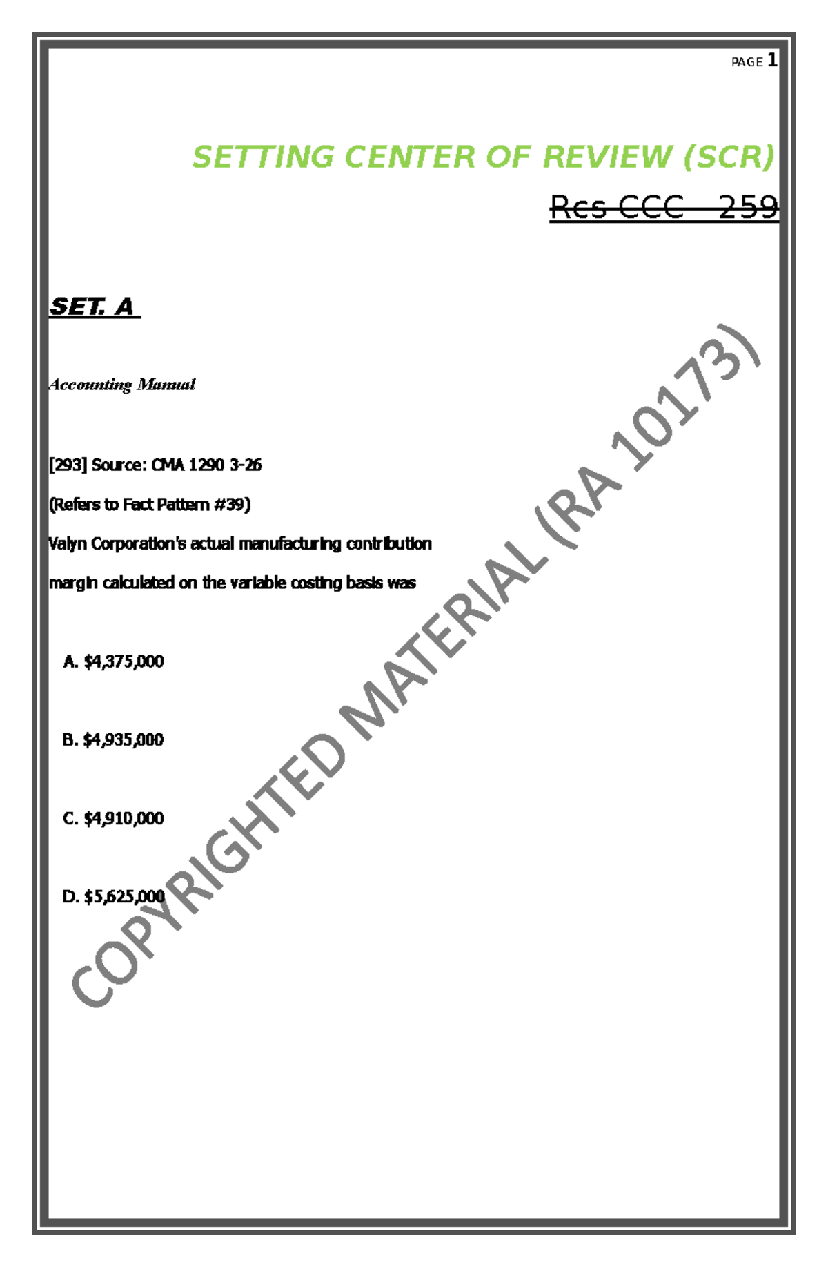 Rcs CCC-259 - A review guide in Accounting - SETTING CENTER OF REVIEW ...
