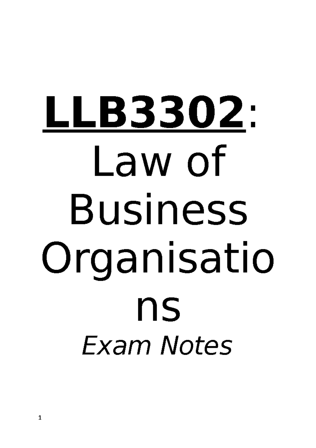 LLB3302- Law Of Business Organisations Exam Notes - LLB3302: Law Of ...