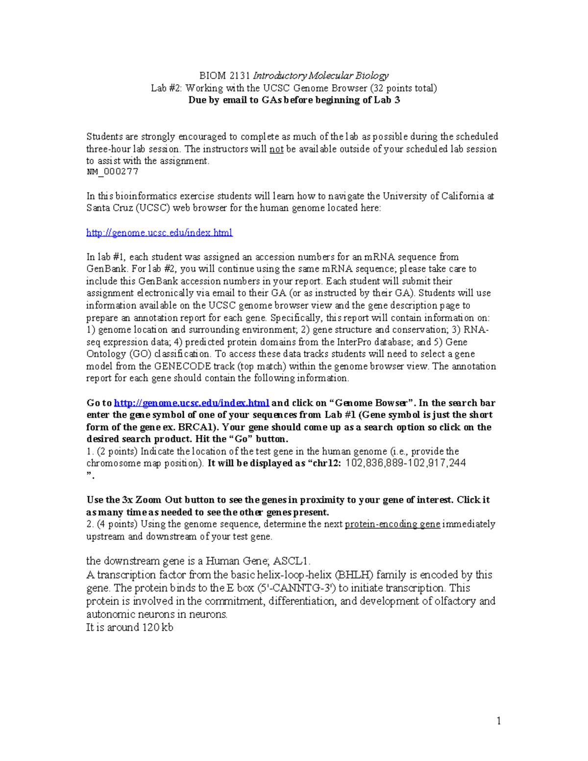 BIOM 2131 Lab 2 Protocol Winter 2023 - BIOM 2131 Introductory Molecular ...