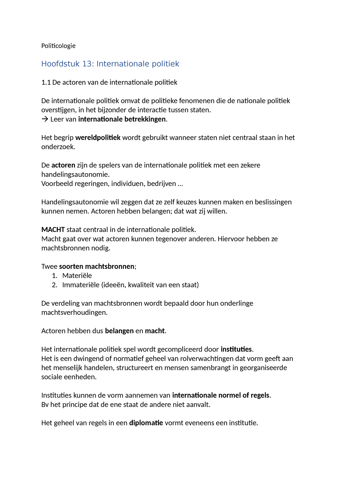 Politicologie H13 Samenvatting Een Plattegrond Van De Macht Inleiding Tot Politiek En 0215