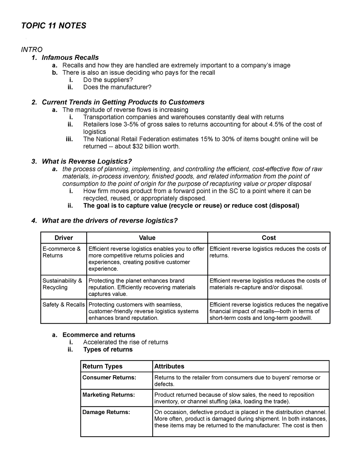 Topic 11 Notes MGT 431- Ellram - TOPIC 11 NOTES INTRO 1. Infamous ...