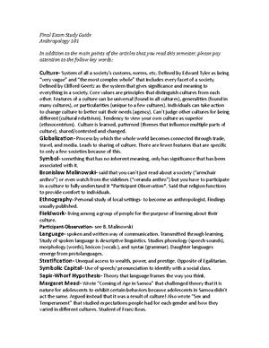 Anthro. 101 Fall 2022(1) - SYLLABUS Anthropology 101: Introduction to ...