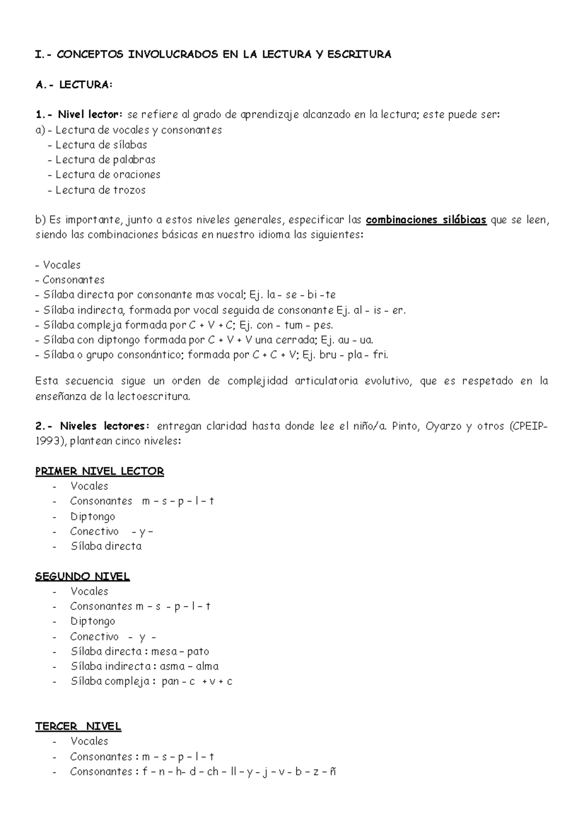 Conceptos Lectura Escritura Y Niveles Lectores Conceptos Involucrados En La Studocu