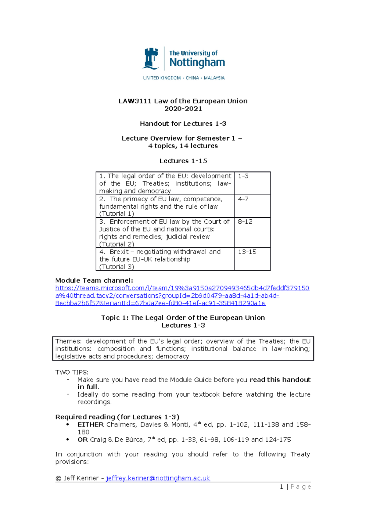 Law of the EU 20-21 L1-3-2 - LAW3111 Law of the European Union 2020 ...