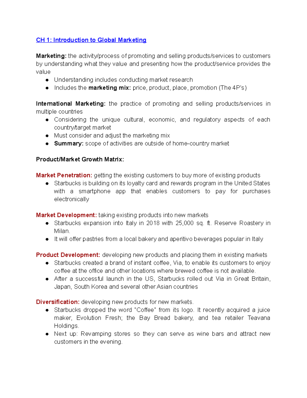BUS 461 Chapter 1 CH 1 Introduction to Global Marketing Marketing the activity/process of