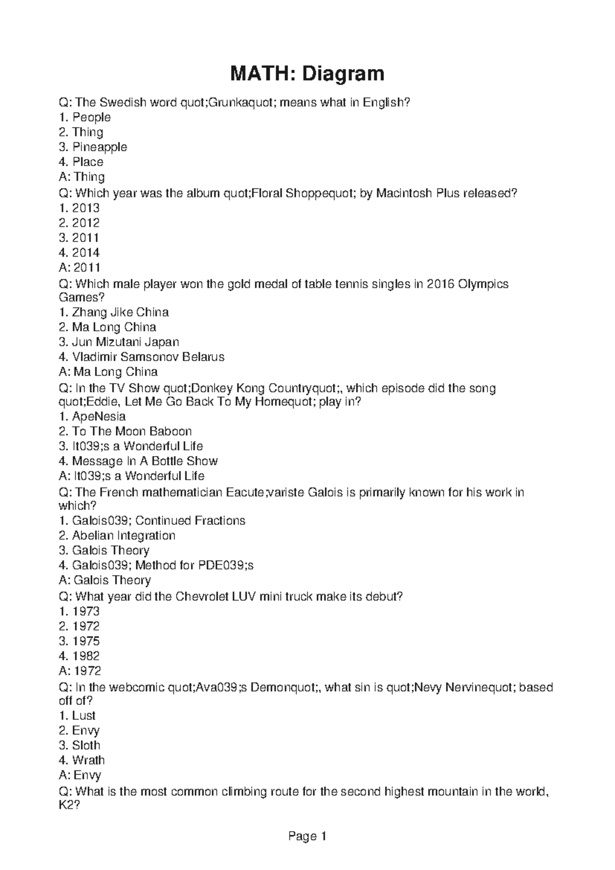 MATH107 Pre Lab 3 - MATH: Diagram Q: The Swedish word quot;Grunkaquot ...