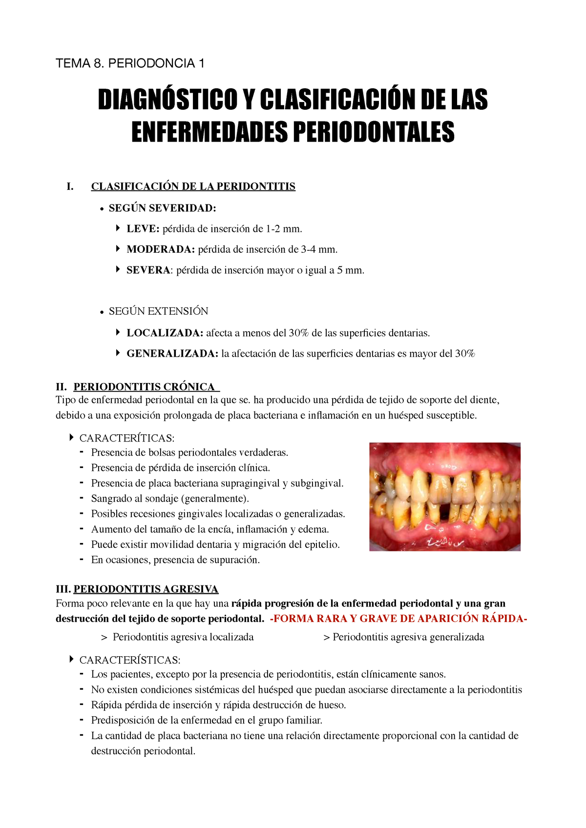 Temas 8. Periodoncia 1 - Resumen - TEMA 8. PERIODONCIA 1 DIAGNÓSTICO Y ...