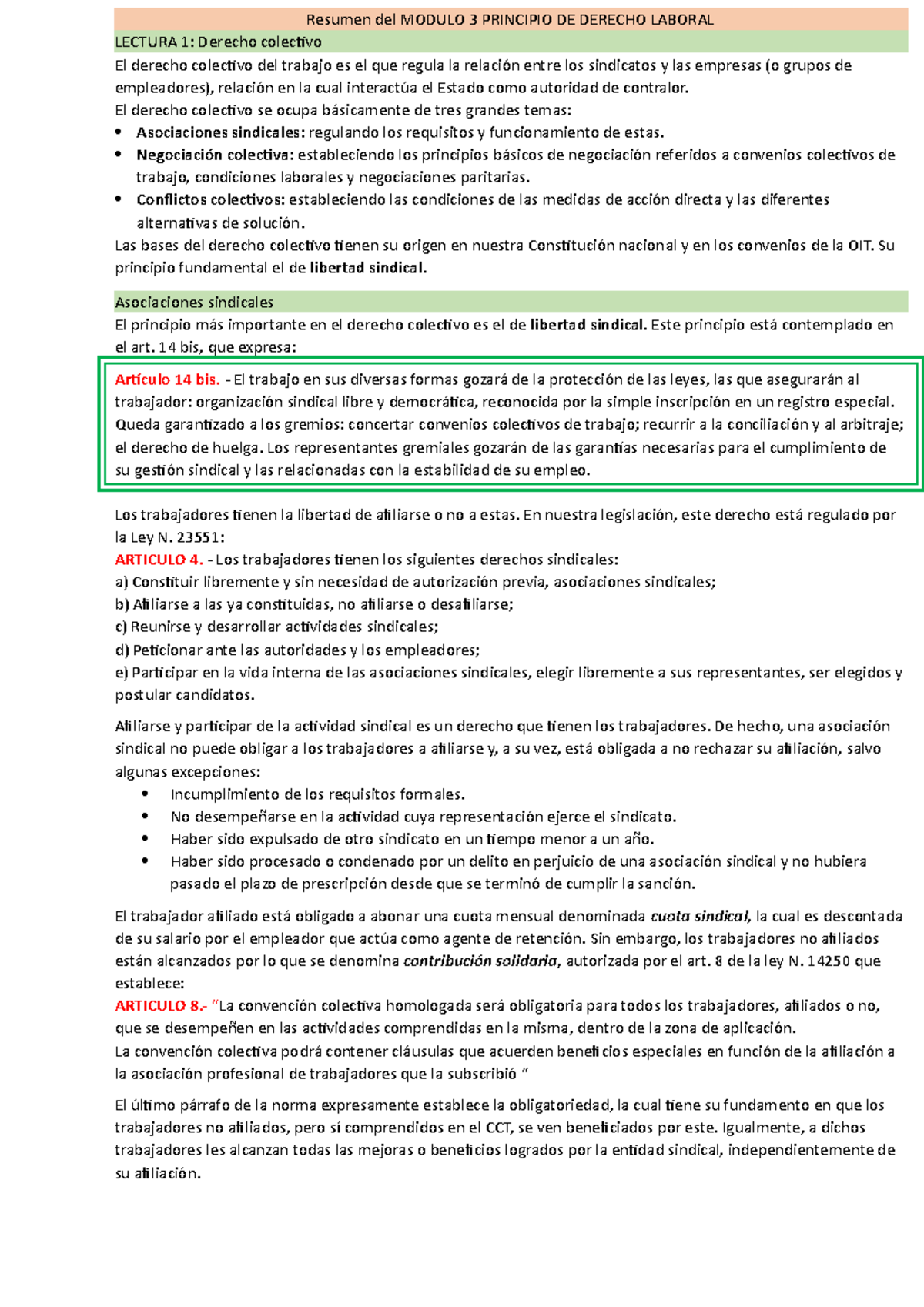 Resumen Del Modulo 3 Principio De Derecho Laboral Resumen Del Modulo