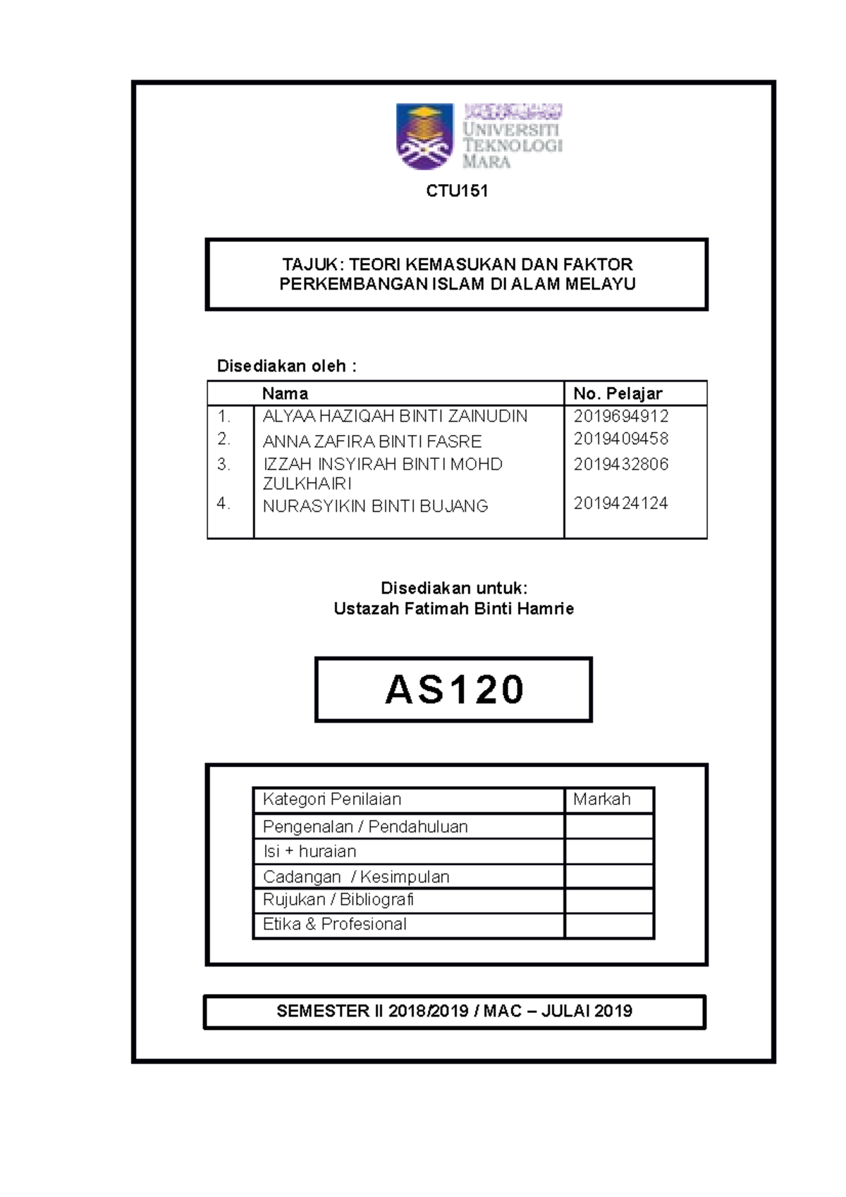 CTU151 Kertas Kerja - past year questions - CTU PERKEMBANGAN ISLAM DI ...