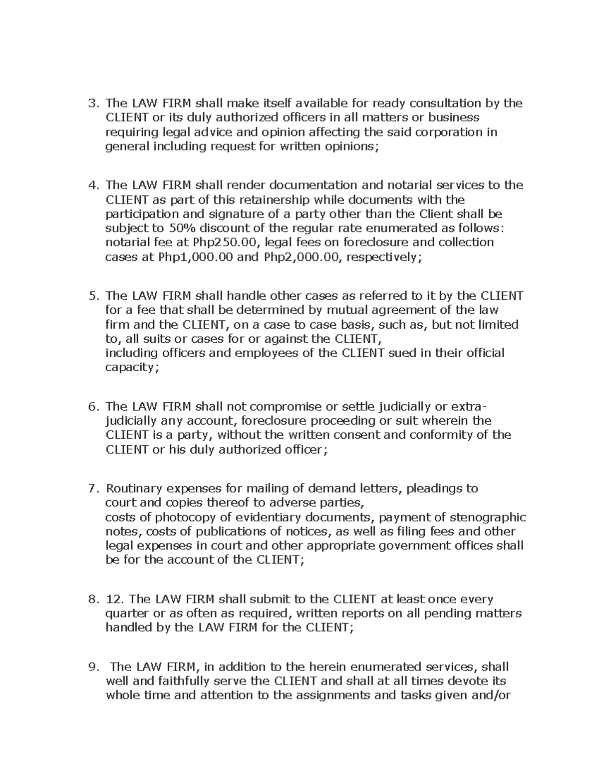 Legal forms practical - The LAW FIRM shall make itself available for ...