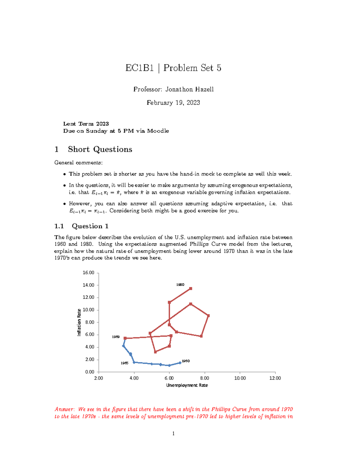 EC1B1 PS5 Solutions - EC1B1 | Problem Set 5 Professor: Jonathon Hazell ...