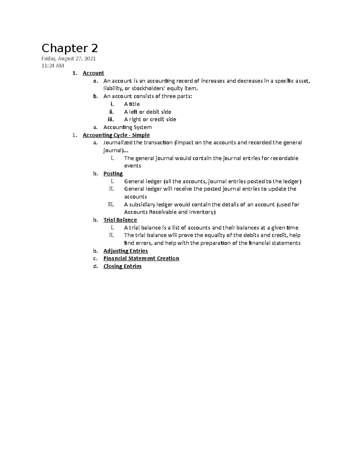 Chapter 2 - Lecture Notes 2 - Chapter 2 Friday, August 27, 2021 11:24 ...