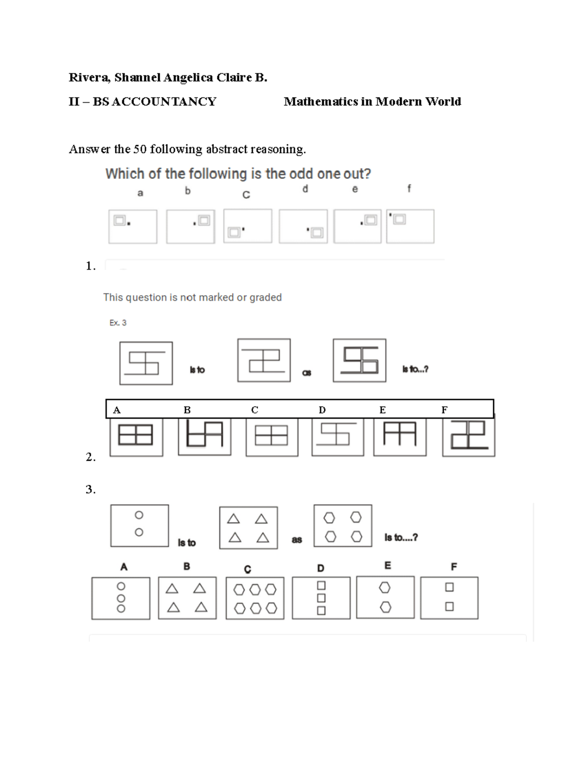 Abstract Reasoning Questionnaire - Rivera, Shannel Angelica Claire B ...