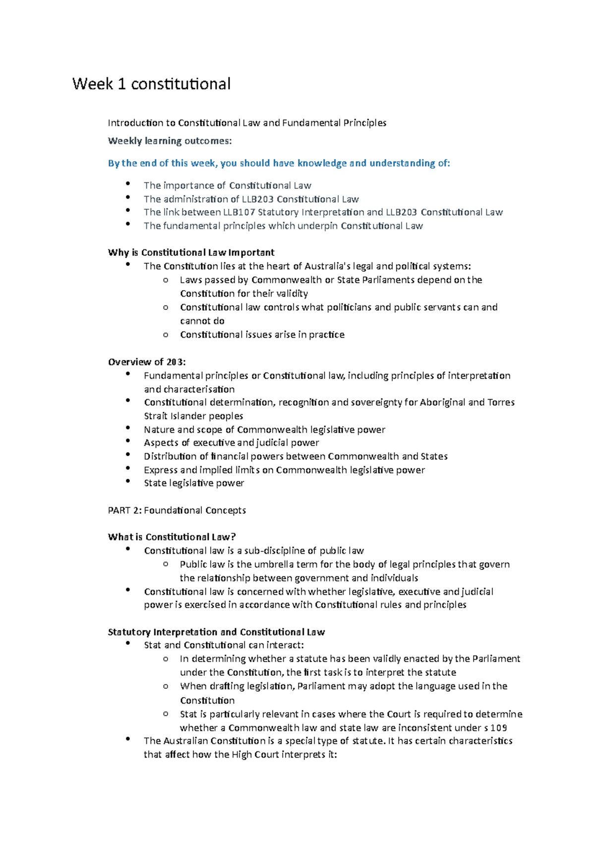 LLB203 1-3 - Fehufhuwfhu - Week 1 Constitutional Introduction To ...