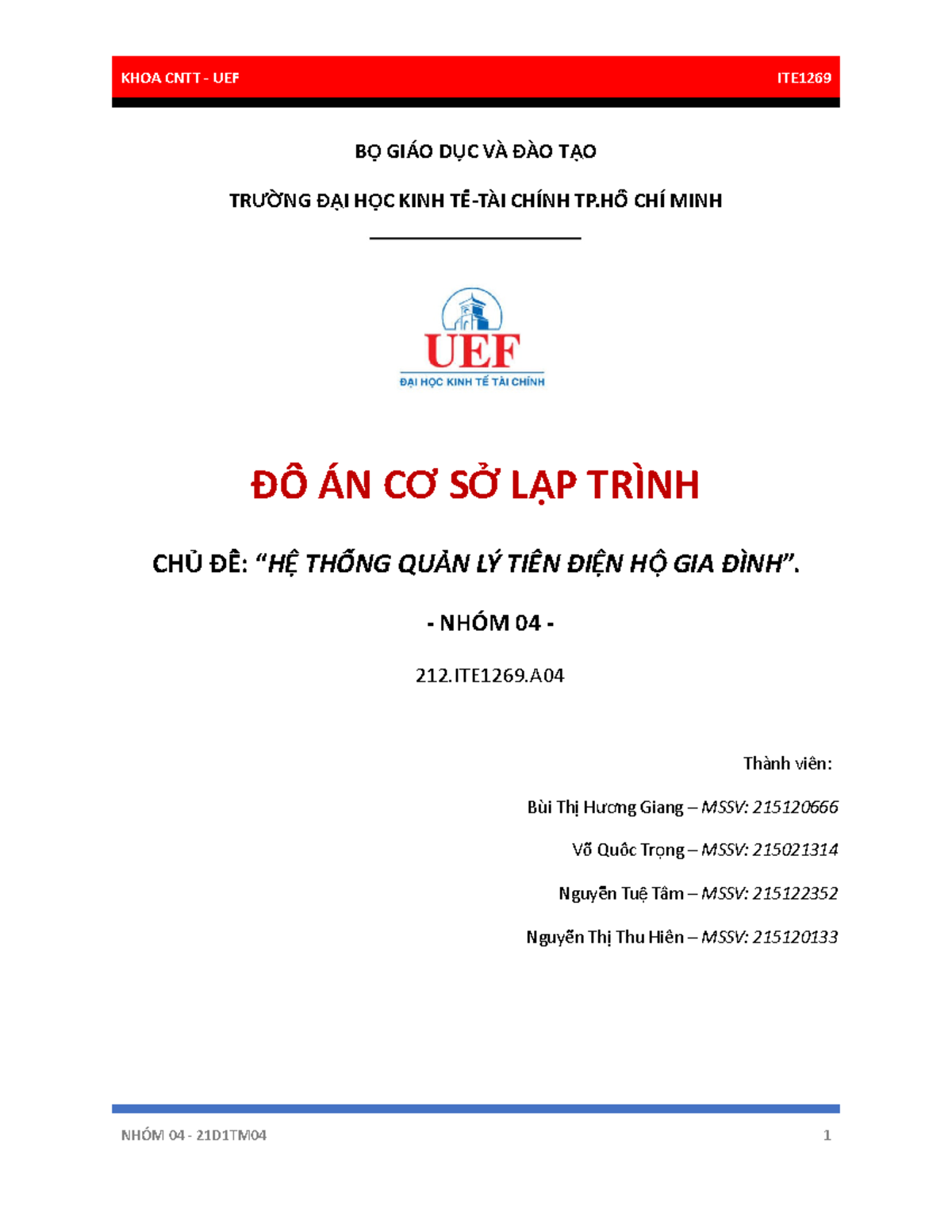 BÃ¡o C Ã¡o Ä‘á»“ Ã¡n Nh Ã³m 04 - ####### B GIÁO D C VÀ ĐÀO T OỘ Ụ Ạ ...