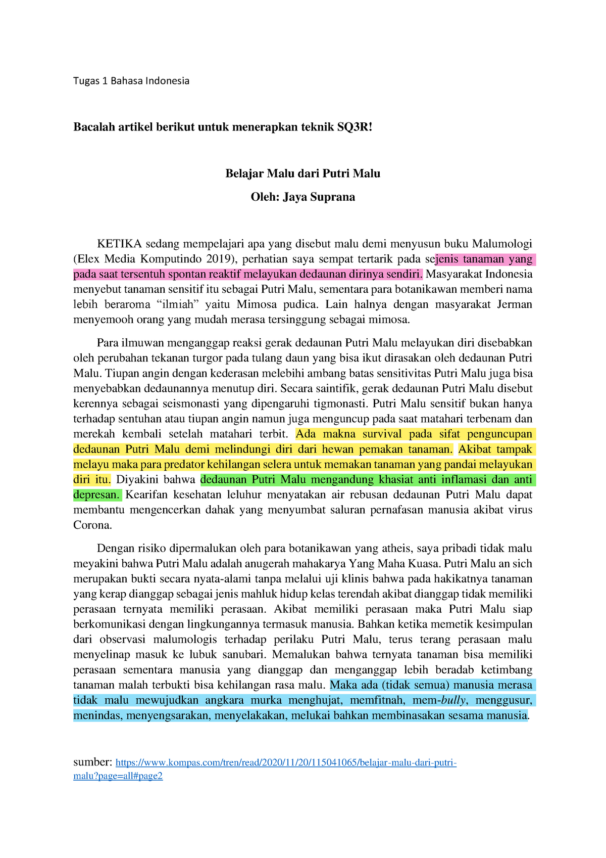 Tugas 1 Bahasa Indonesia (sesi 3) Semester 1 - Tugas 1 Bahasa Indonesia ...