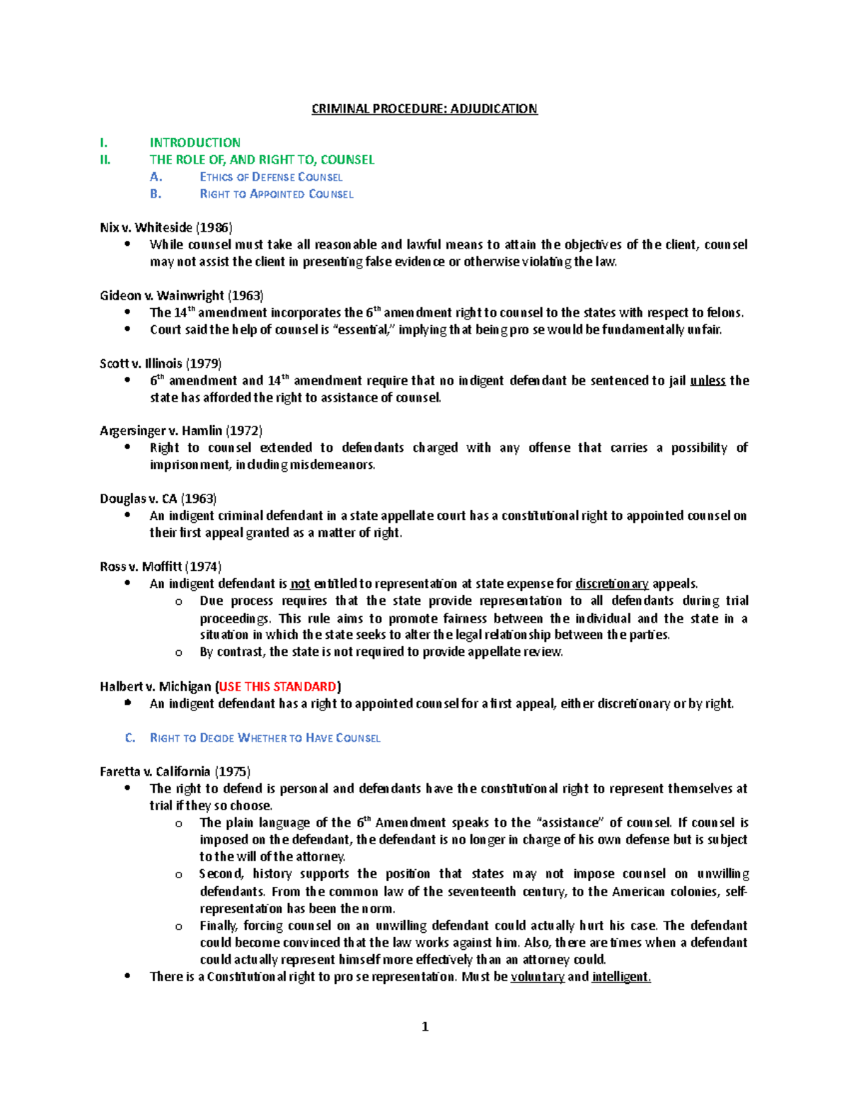 Adjudication outline - CRIMINAL PROCEDURE: ADJUDICATION I. INTRODUCTION ...
