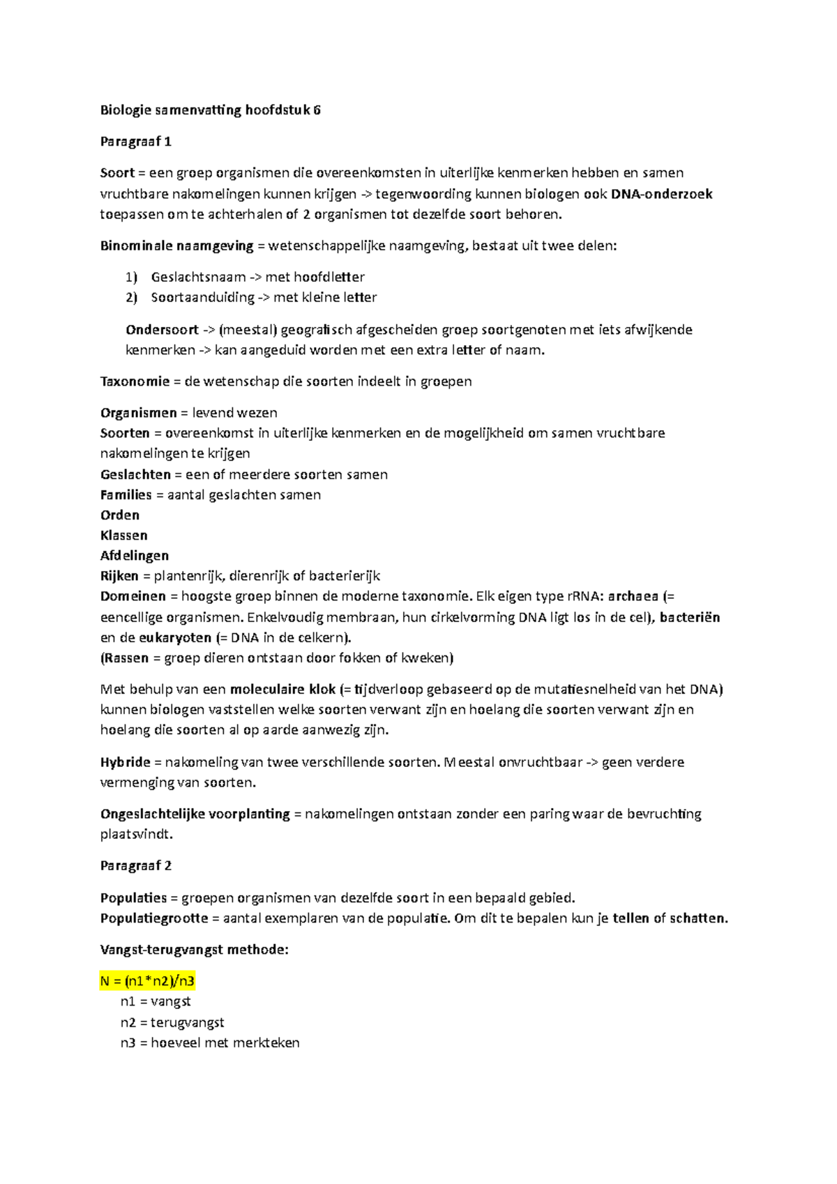 Samenvatting TRAP 3 - Biologie Samenvatting Hoofdstuk 6 Paragraaf 1 ...