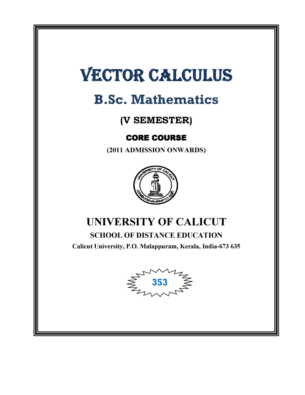 Vector Calculus BSc Maths - VECTOR CALCULUS B. Mathematics (V SEMESTER ...