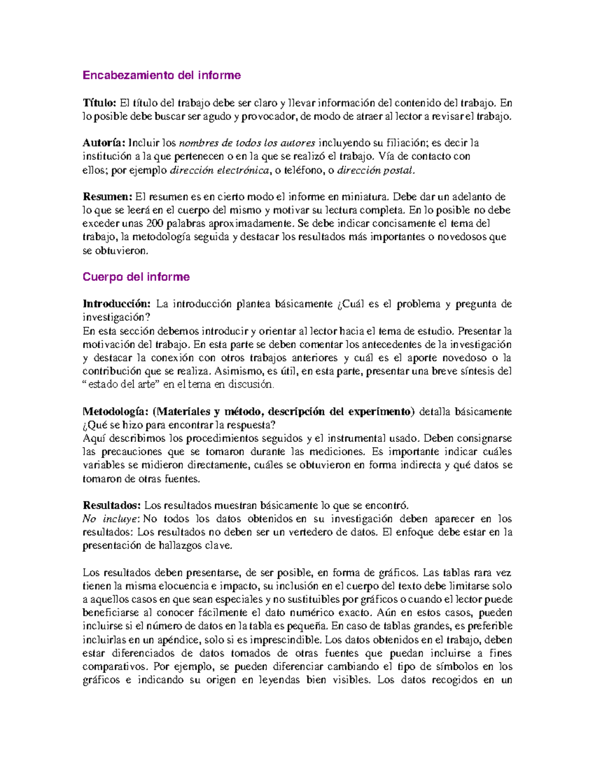 Pautas para redactar un informe en formato de artículo científico ...
