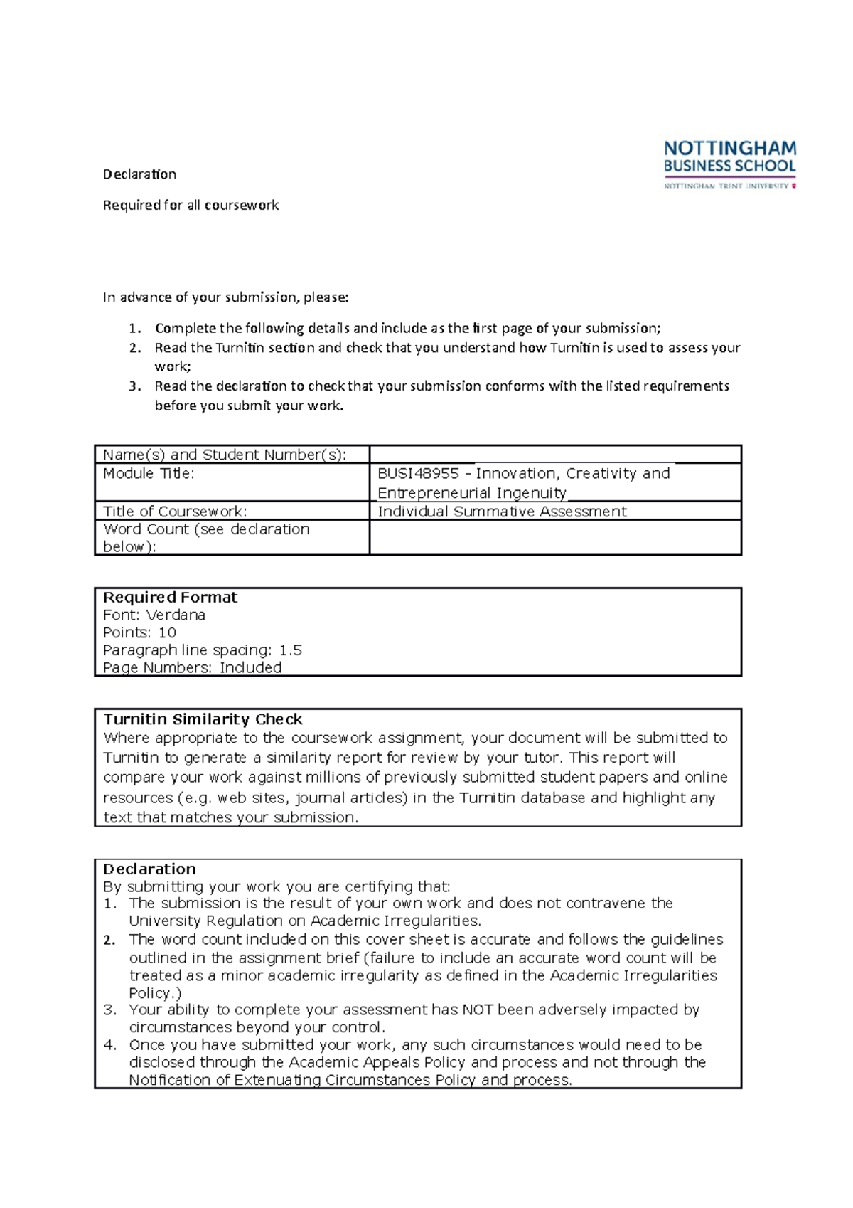 Management students attitude towards management - Declaration Required ...