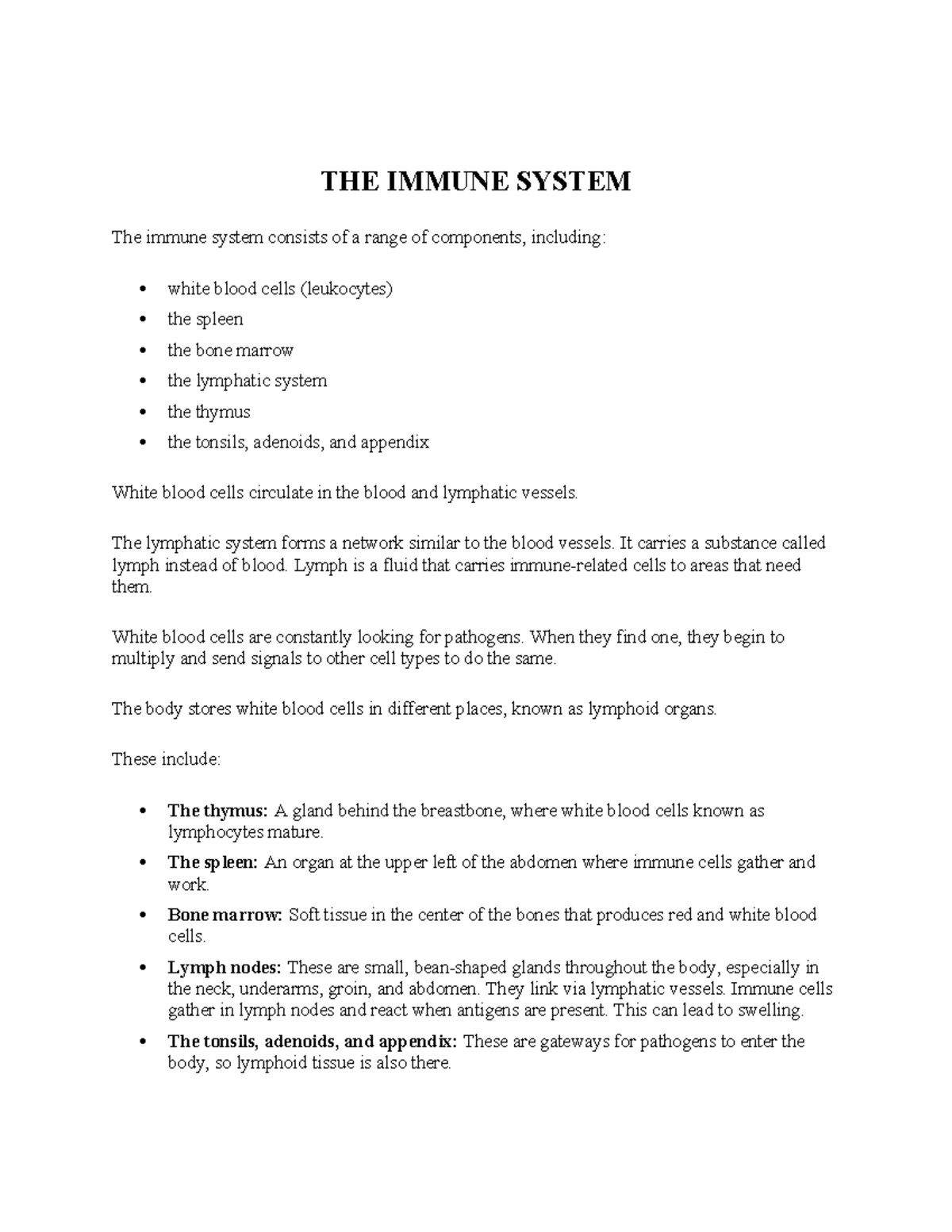 Cells OF THE Immune Sysstem - THE IMMUNE SYSTEM The immune system ...