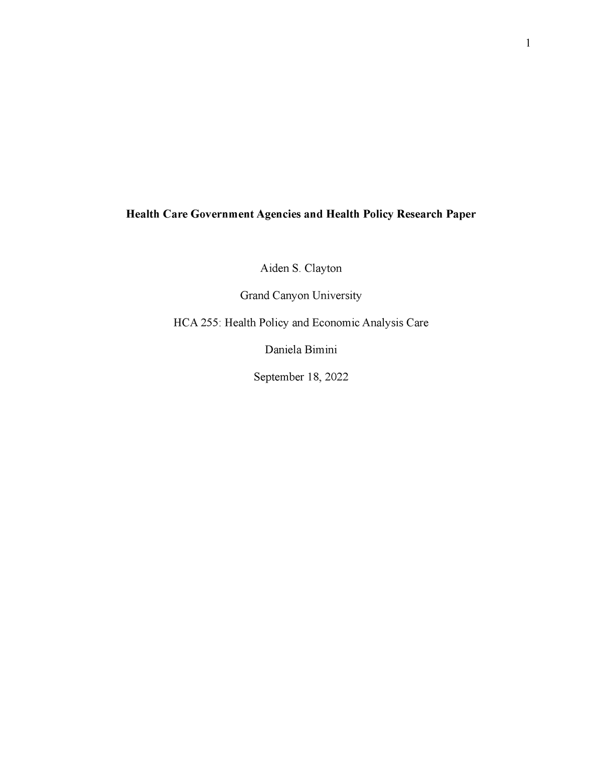 healthcare policy analysis paper