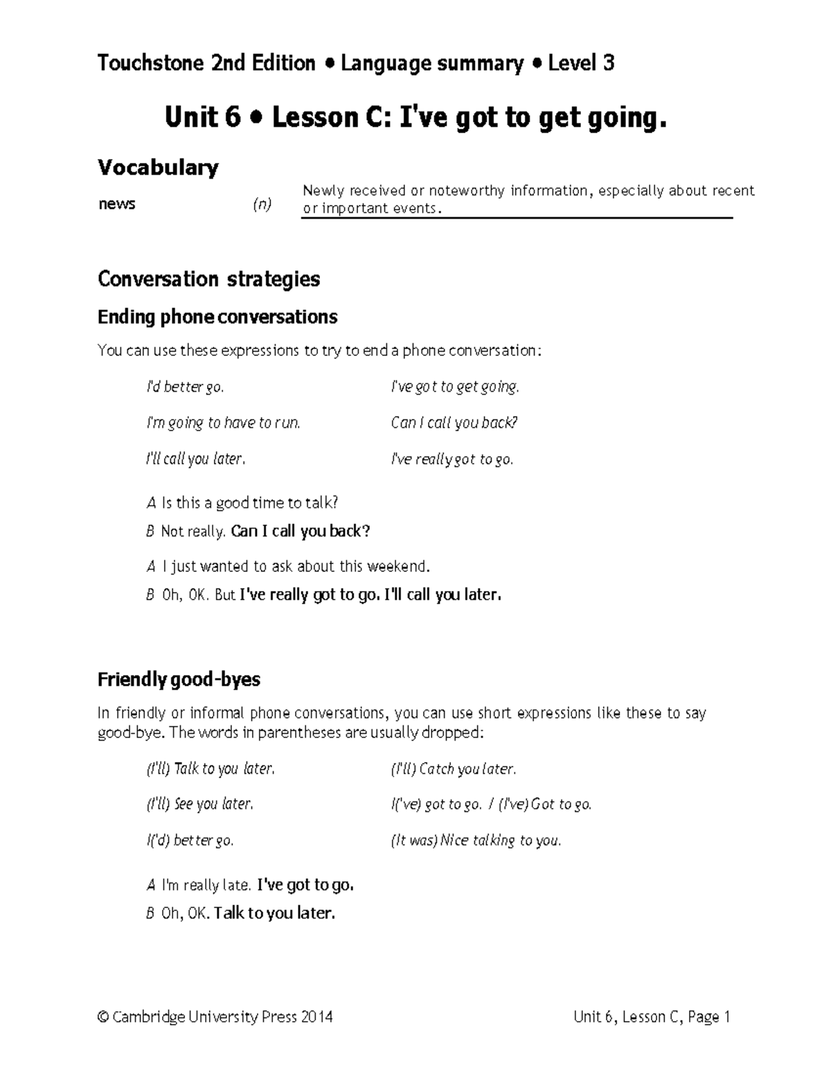 Leccion 6 C - Tareas de ingles que son sacadas de cambridge, nivel 3 de ...