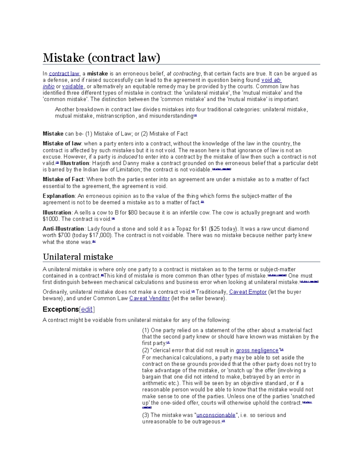 Mistake - Material - Mistake (contract Law) In Contract Law, A Mistake ...