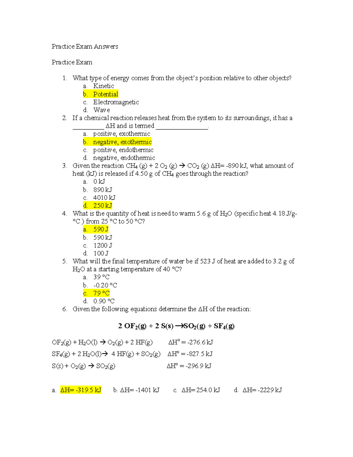 Practice Exam 3 II Answers - Practice Exam Answers Practice Exam What ...