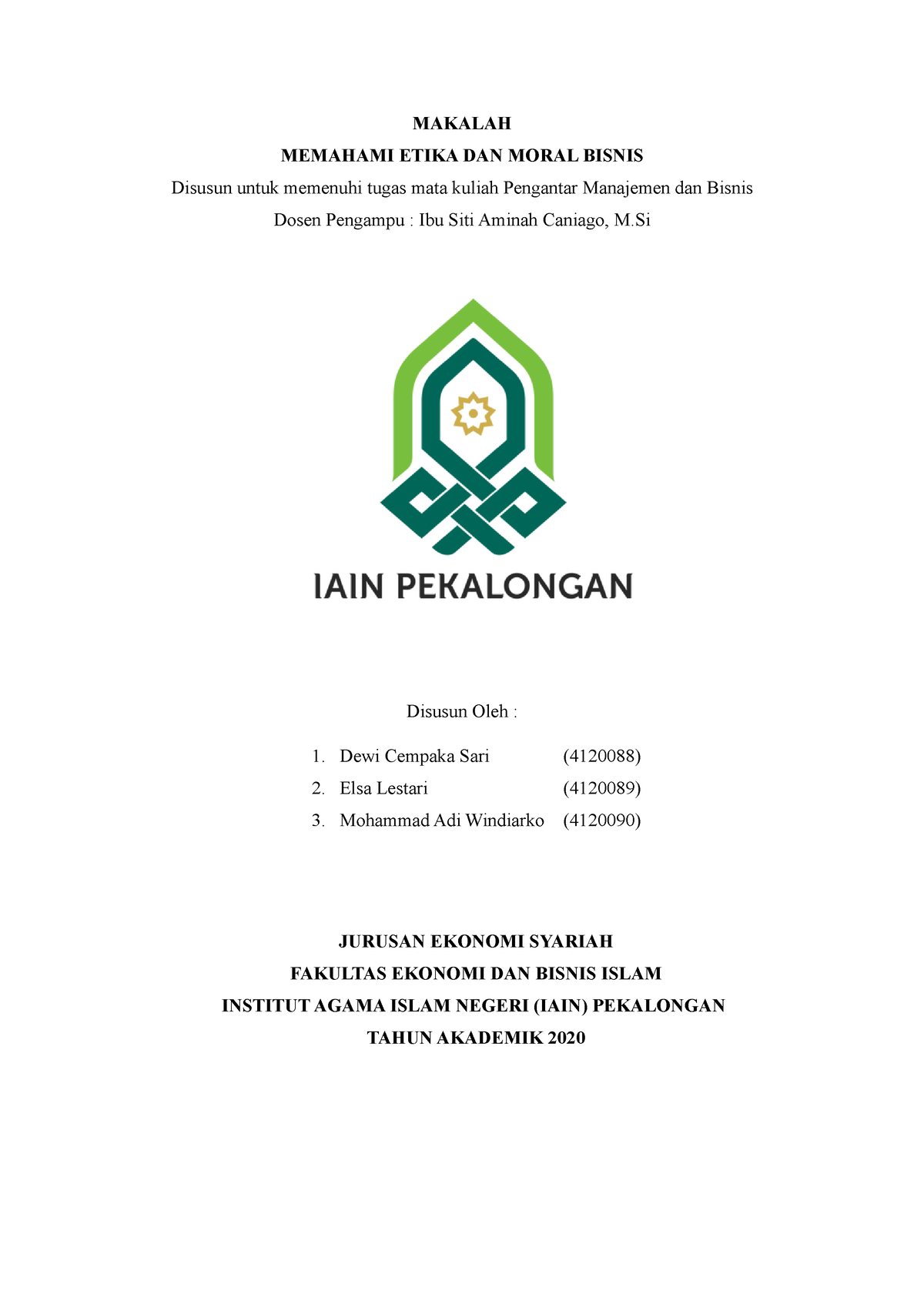 PMB KEL 4 - MAKALAH Tentang MEMAHAMI ETIKA DAN MORAL BISNIS - MAKALAH ...