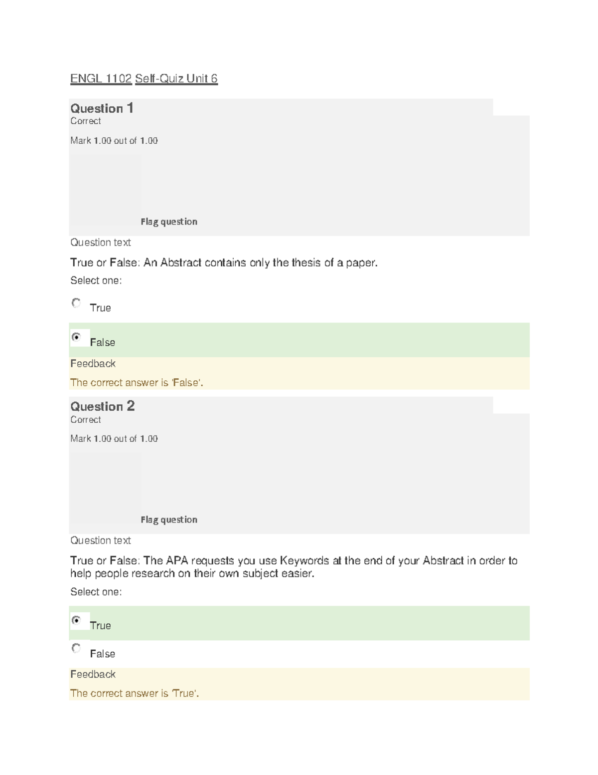 ENGL 1102 Self-Quiz Unit 6 - ENGL 1102 Self-Quiz Unit 6 Question ...