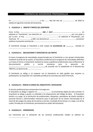 Modelo de contrato de honorarios profesionales - CONTRATO DE HONORARIOS  PROFESIONALES En - Studocu