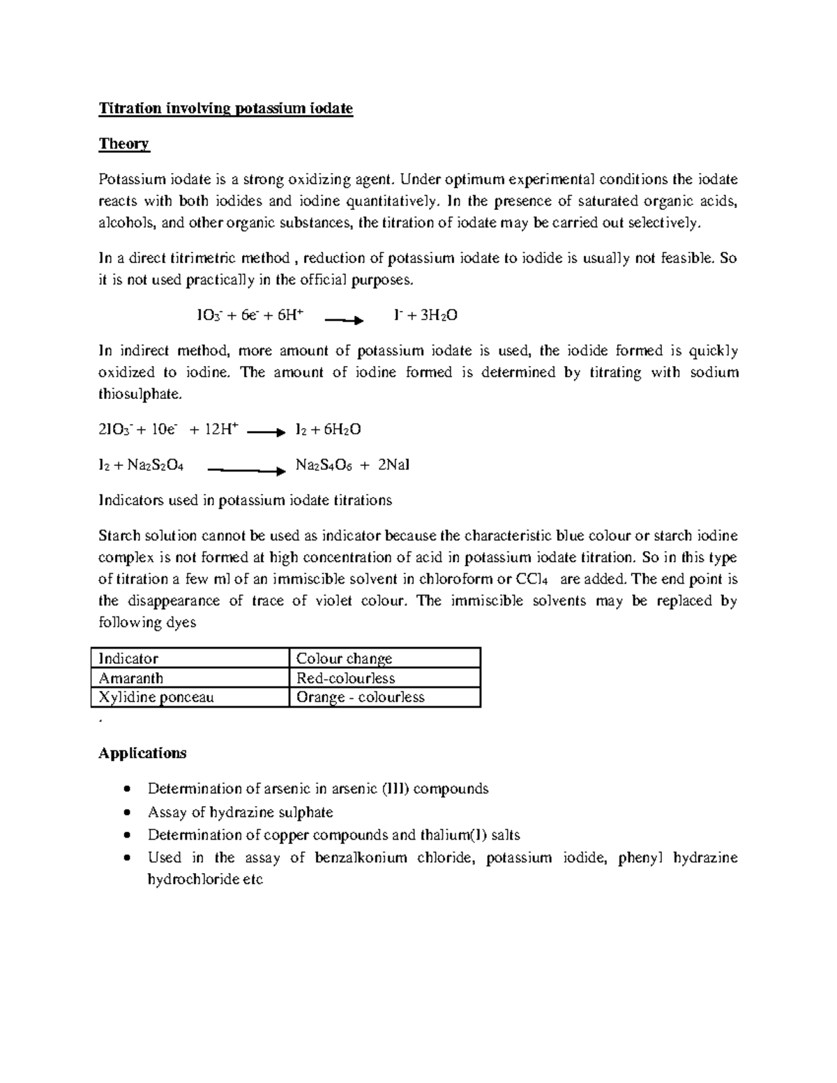 Titration involving potassium iodate Titration involving potassium