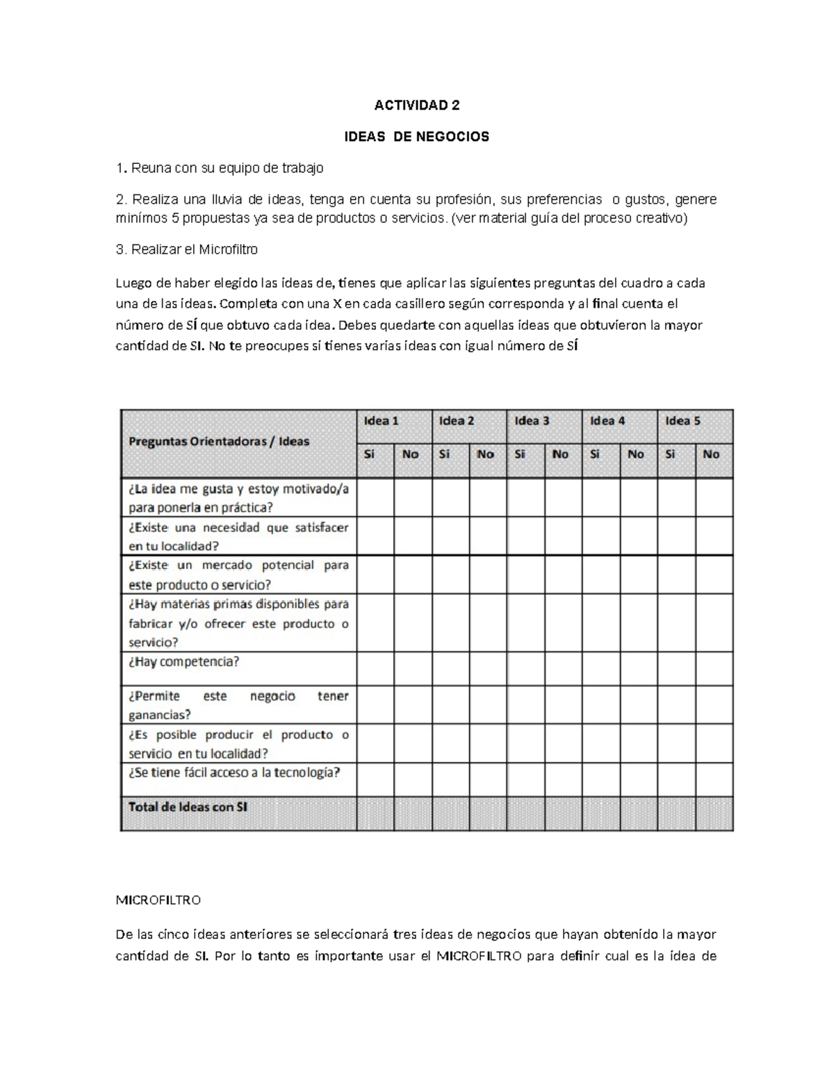 Actividad 2 idea de negocio - ACTIVIDAD 2 IDEAS DE NEGOCIOS 1. Reuna ...