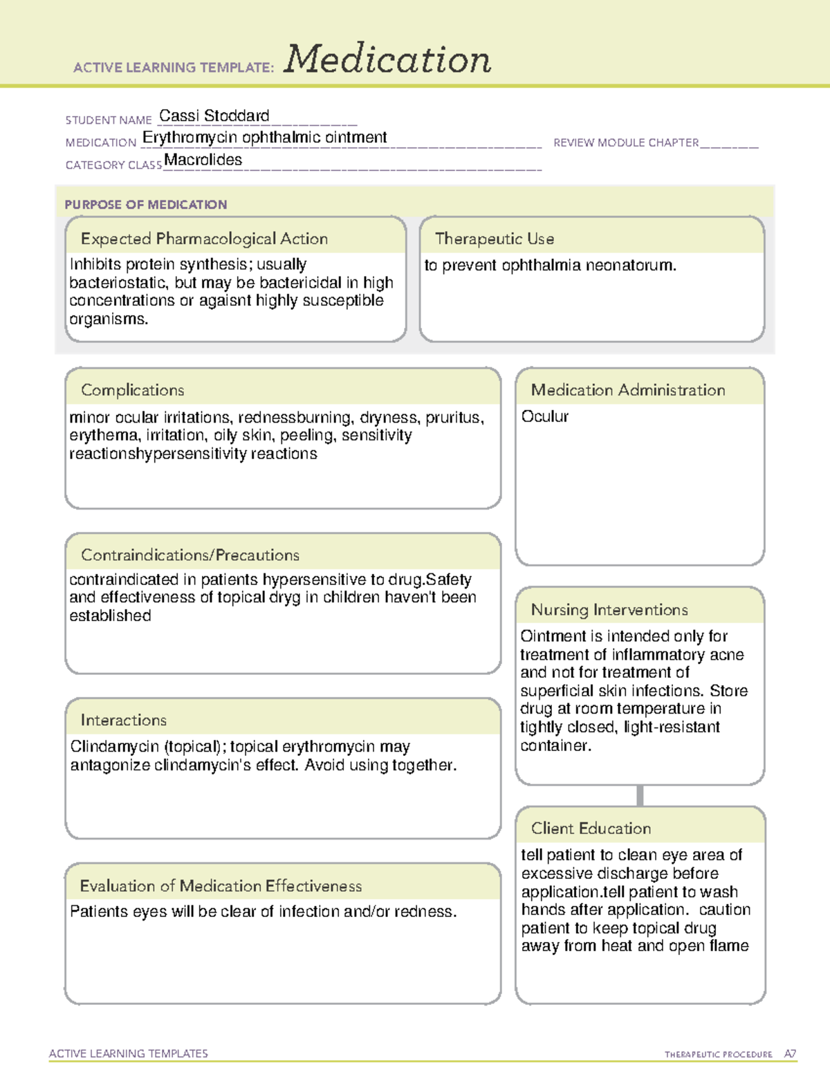 Erythromycin ophthalmic ointment - ACTIVE LEARNING TEMPLATES ...