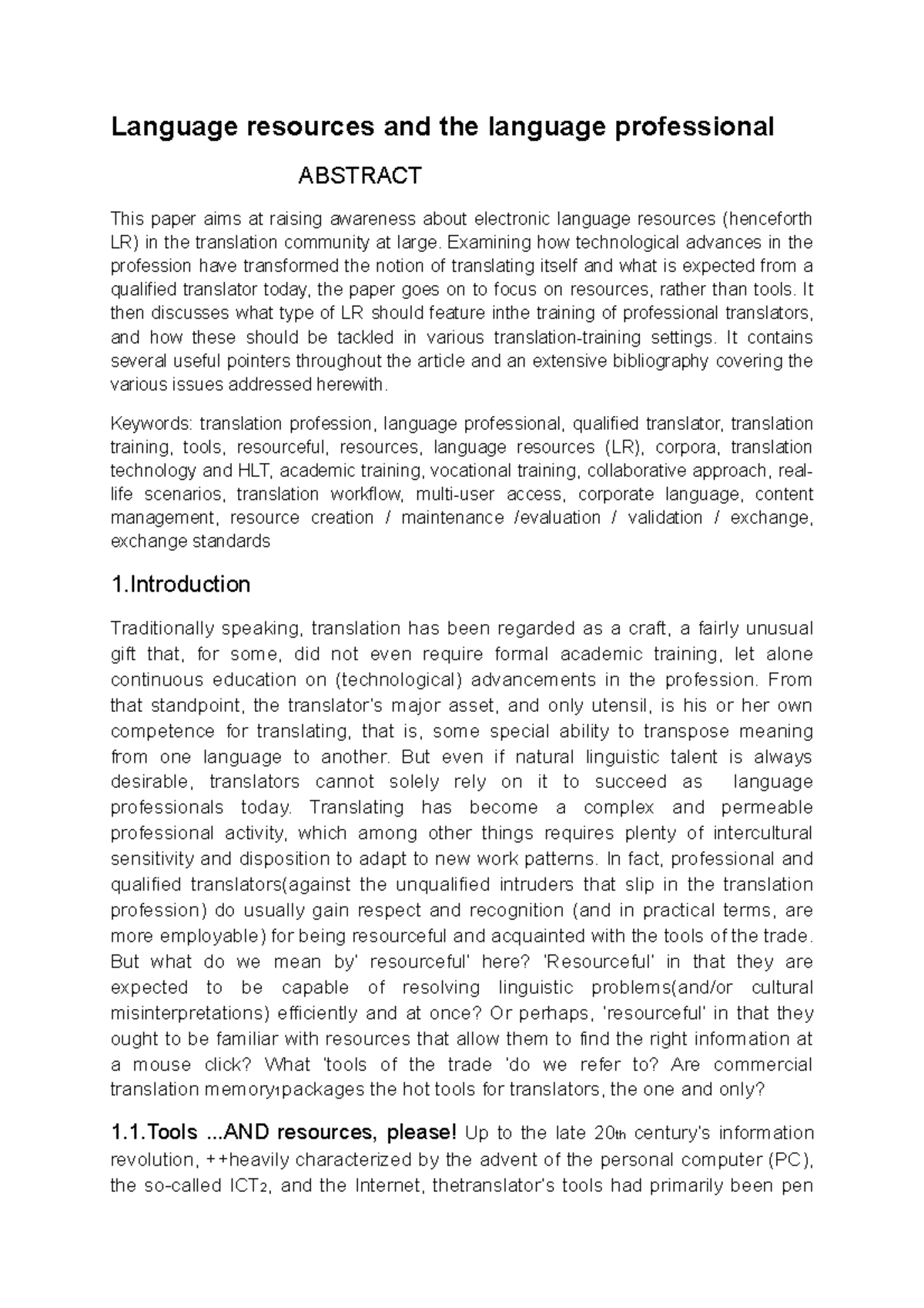 Language resources and the language professional cours 3 - Language ...
