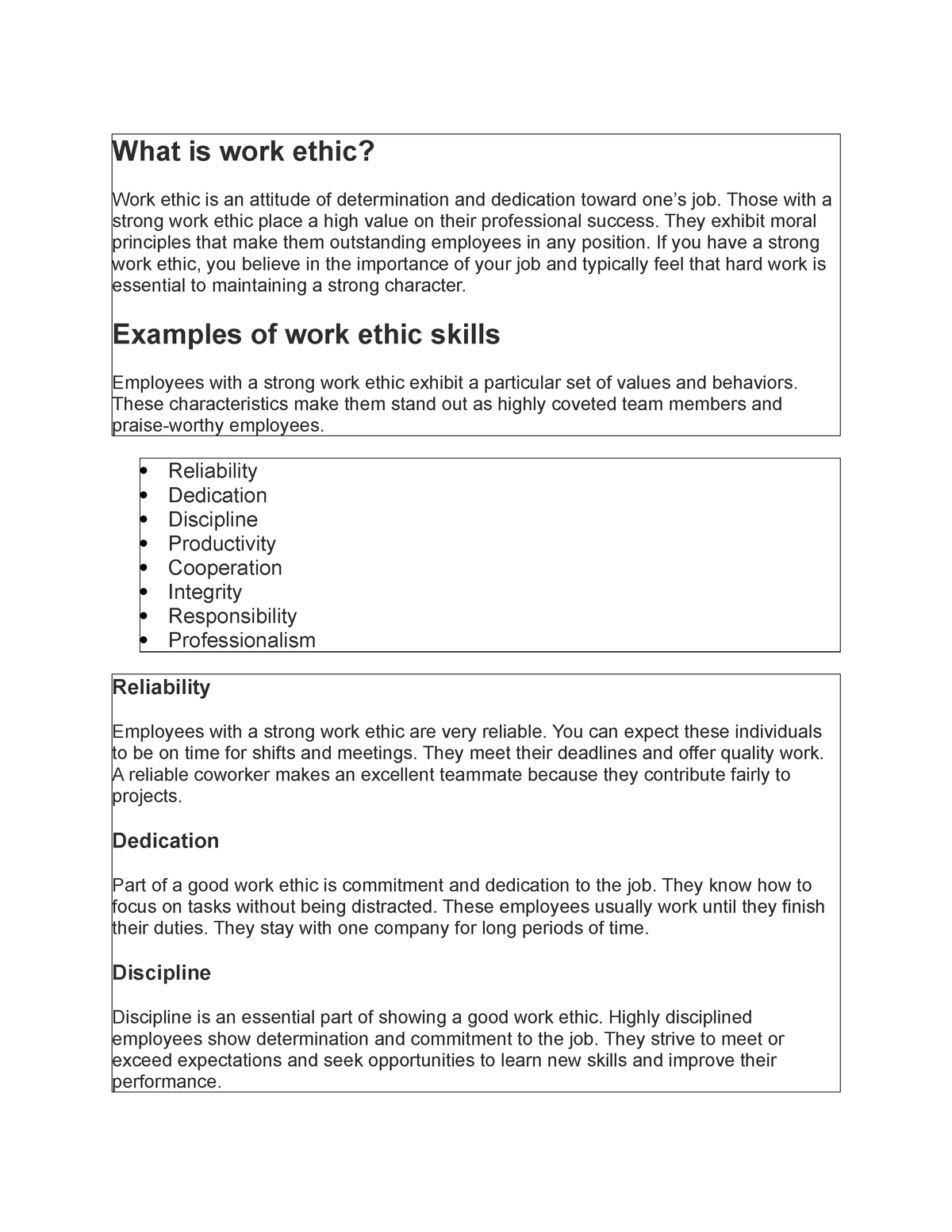 thesis about work ethic