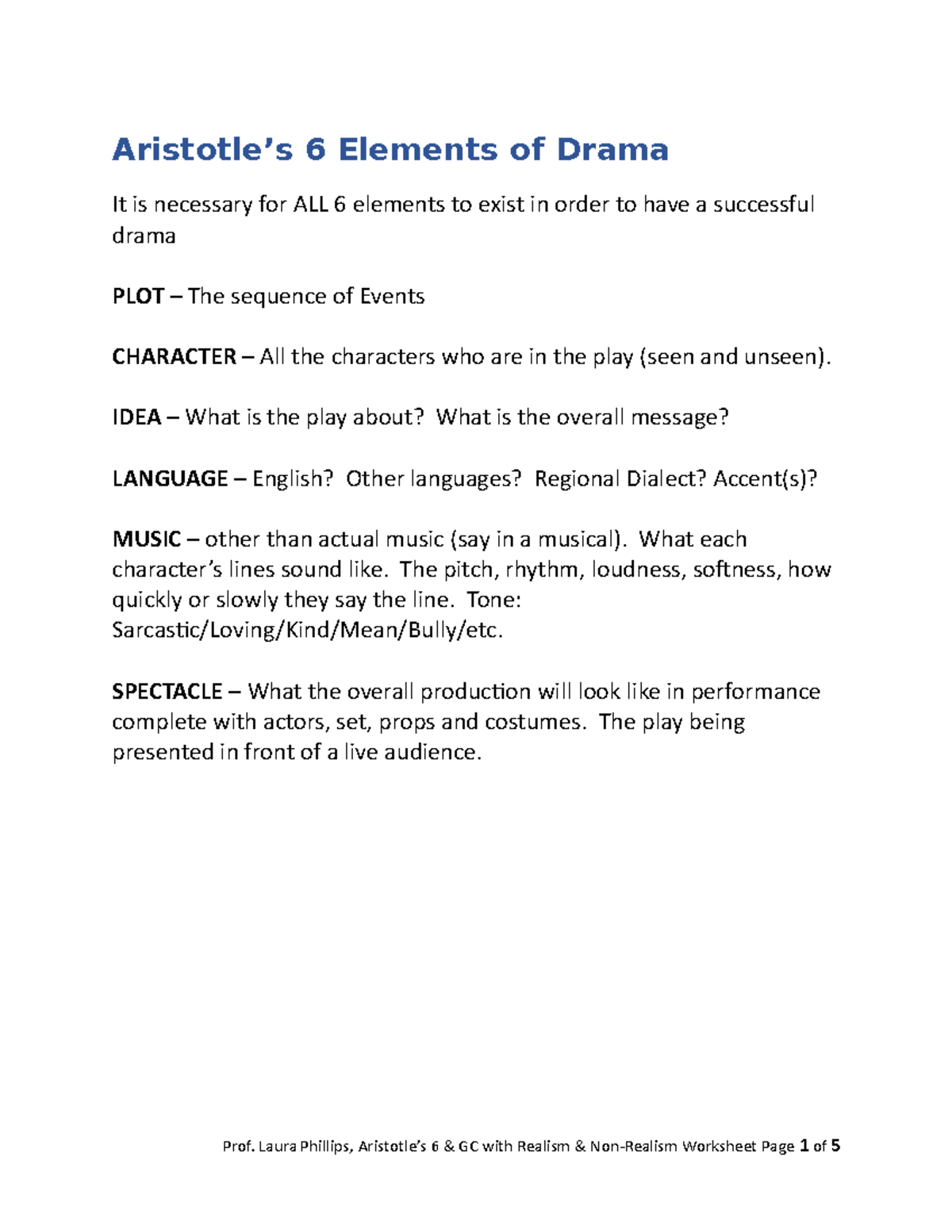 elements of drama essay