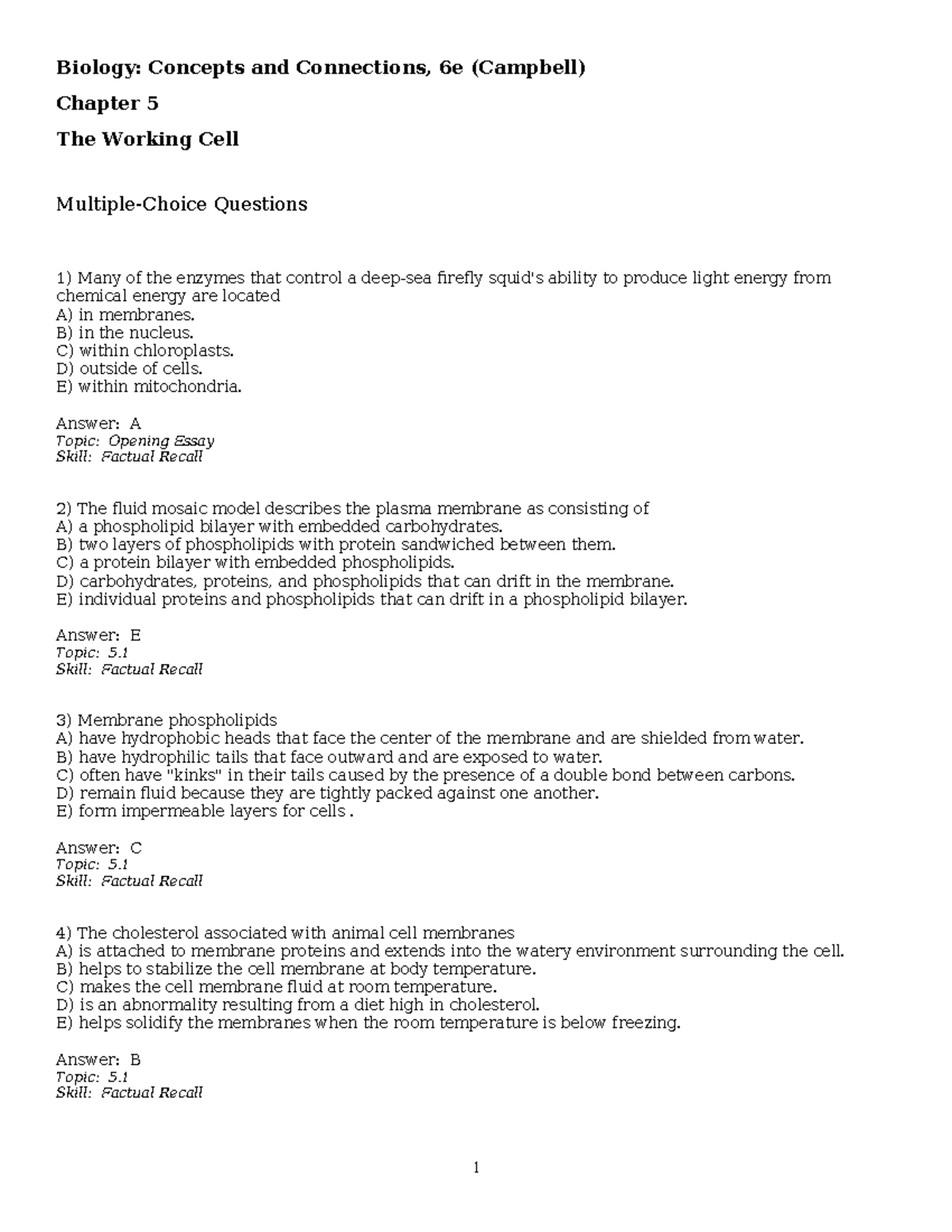 CC6 05 Test Bank - Test Bank - Biology: Concepts And Connections, 6e ...