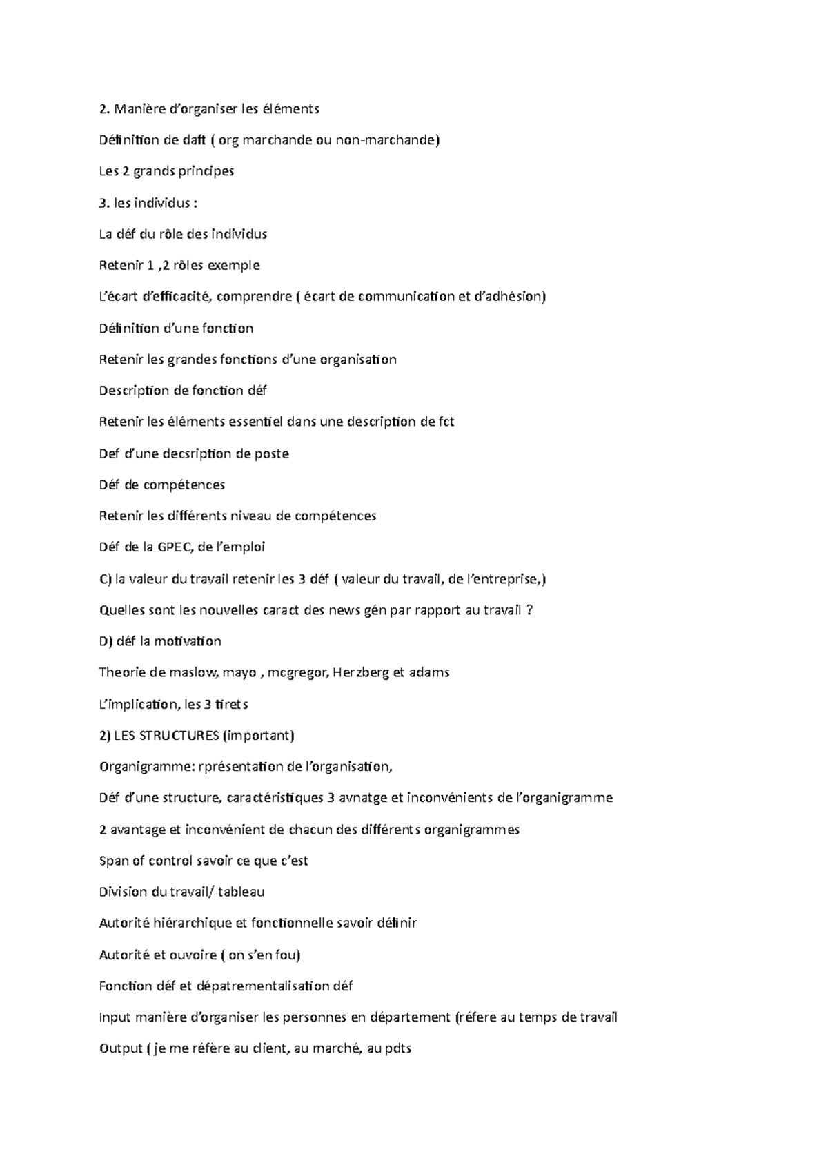 Analyse des org synthese Manière les éléments Définition